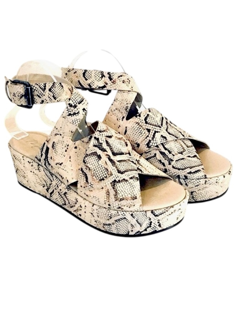 Matisse Platform Sandals ‘RUNAWAY’ Snakeskin Leather Ankle Strap Open-toe Size-7 - Picture 2 of 16